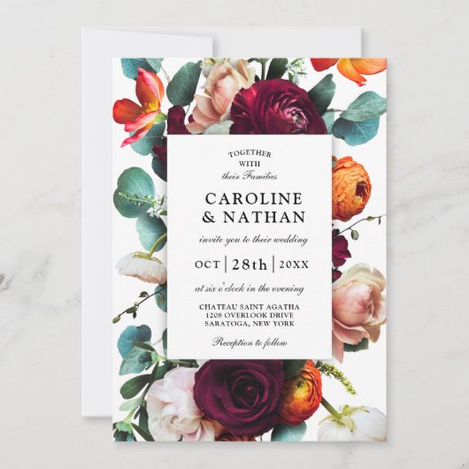 Herfst Romantic Floral Wedding Kaart (Voorkant)