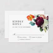 Herfst Romantic Floral Wedding RSVP (Voorkant / Achterkant)