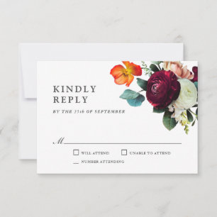 Herfst Romantic Floral Wedding RSVP