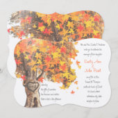 Herfst Romantic Rustic Tree Oranje Yellow Wedding Kaart (Voorkant / Achterkant)