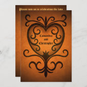 Herfst romantisch bruiloft hart kaart (Voorkant / Achterkant)