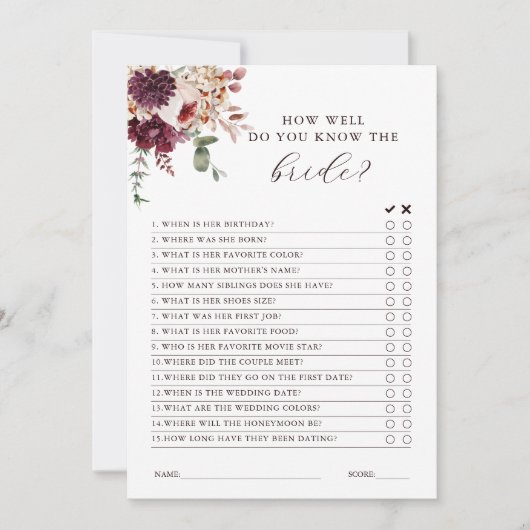 Herfst Romantische Bloemige Bruids Shower Bewerkba Kaart (Voorkant)