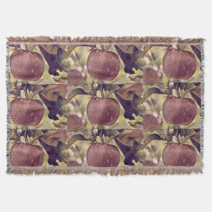 Herfst rood appelfruit en laat waterverf achter deken