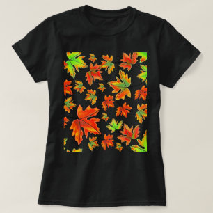Herfst rood groen sinaasappel laat esdoornbladeren t-shirt