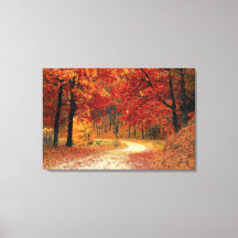 Herfst Rood Seizoen Landschap Opgespannen Canvaspr