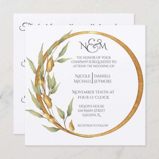 Herfst Rood Tinten Bloemstuk Met Gedicht Uitnodigi Kaart (Voorkant / Achterkant)