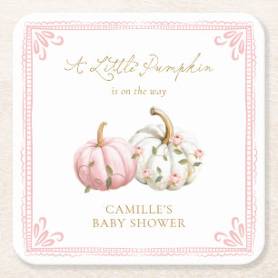 Herfst Roze Baby Shower Drink Onderschalen Vierkante Kartonnen Onderzetter