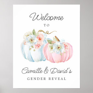 Herfst Roze en Blue Pumpkin Gender onthaal Welkom Poster