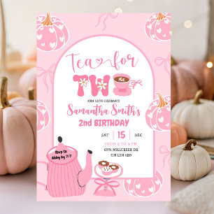 Herfst Roze grillige Retro Tea Girl 2e Verjaardag Kaart