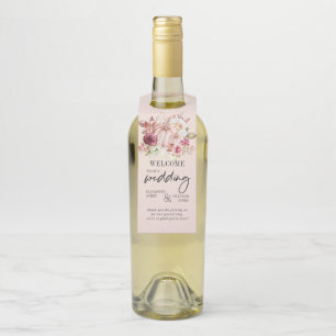 Herfst Roze Huwelijk Gepersonaliseerd Flessenhanger