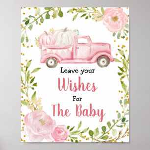 Herfst Roze pompoen Baby shower Verlangt Baby Poster