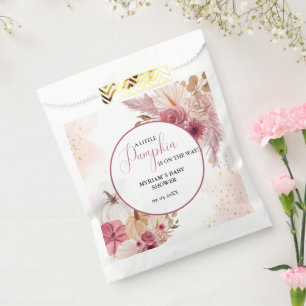 Herfst Roze Pompoen Bloemen Meisje Baby shower Bedankzakje
