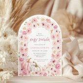 Herfst Roze Pompoen en Bloemboog Kaart