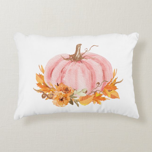 Herfst Roze pompoen en regenbogen Accent Pillow Kussen (Voorkant)