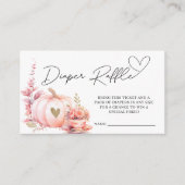 Herfst Roze Pompoen Girly Bloemen Luier Raffle Informatiekaartje (Voorkant)