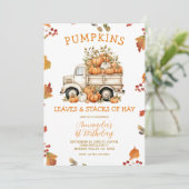 Herfst Roze Pompoen Truck Meisje Verjaardag Herfst Kaart (Staand voorkant)