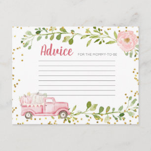 Herfst Roze Pompoen Vrachtwagen Baby shower Advies Informatiekaartje
