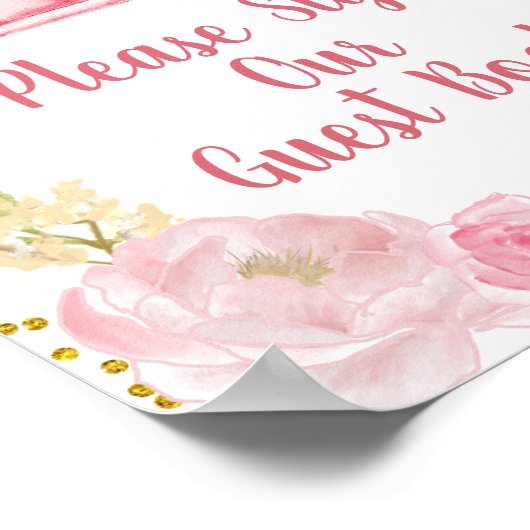 Herfst Roze pompoenwagen Onderteken onze gast Poster (Hoek)