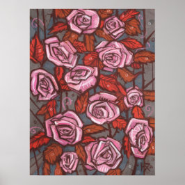 Herfst Rozen Bloemenkunst Rustieke Bloemen Roze Si Poster