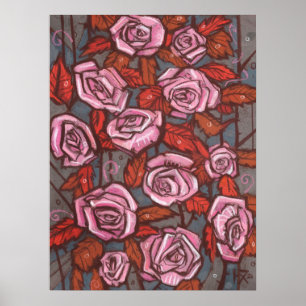 Herfst Rozen Bloemenkunst Rustieke Bloemen Roze Si Poster