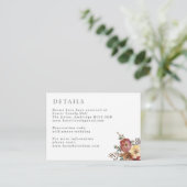 Herfst Rust Burgundy Floral Wedding - Gegevens Informatiekaartje (Staand voorkant)