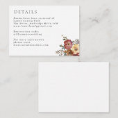 Herfst Rust Burgundy Floral Wedding - Gegevens Informatiekaartje (Voorkant / Achterkant)