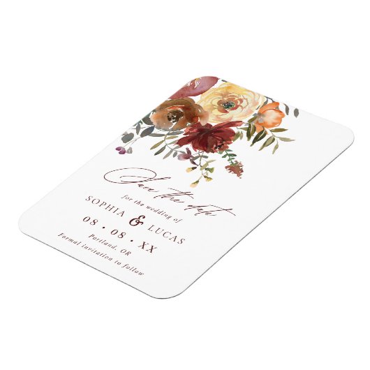 Herfst Rust Burgundy Oranje Script Weduwschap redt Magneet (Linkerzijde)