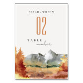 Herfst Rust Oranje Mountain Trees Foliage Wedding Kaart (Achterkant)