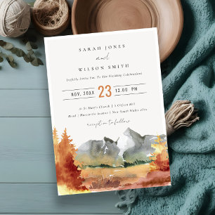 Herfst Rust Oranje Mountain Trees Foliage Wedding Kaart