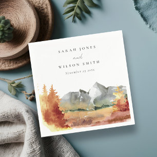 Herfst Rust Oranje Mountain Trees Foliage Wedding Servet