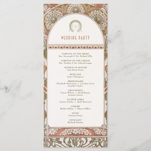 Herfst  Rust Trouwprogramma Art Nouveau Programma (Achterkant)