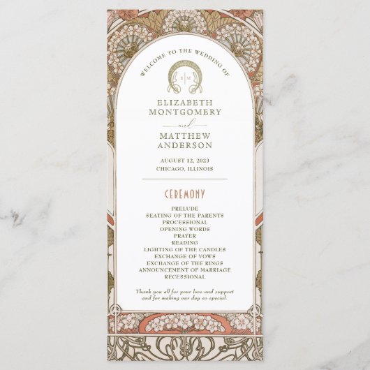 Herfst  Rust Trouwprogramma Art Nouveau Programma (Voorkant)