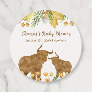 Herfst Rustic Boho Highland Koe Baby shower Bedankjes Labels