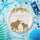 Herfst Rustic Boho Highland Koe Baby shower Papieren Bordje (Feest)