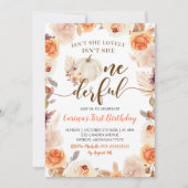 Herfst Rustic Boho Pumpkin Onederful Birthday Invi Kaart (Voorkant)
