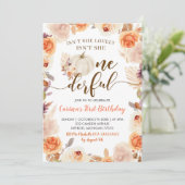 Herfst Rustic Boho Pumpkin Onederful Birthday Invi Kaart (Staand voorkant)