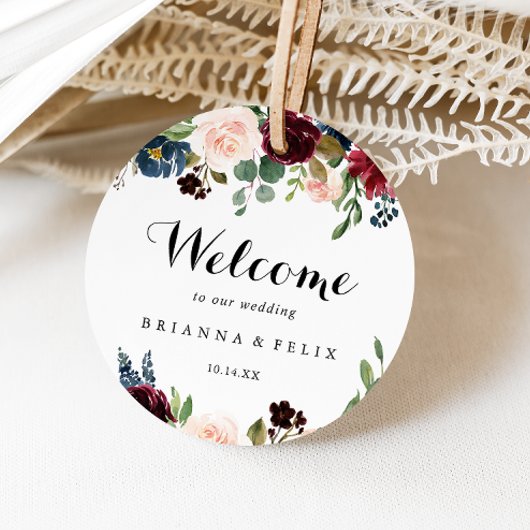 Herfst Rustic Burgundy Calligraphy Wedding Welcome Vierkante Sticker