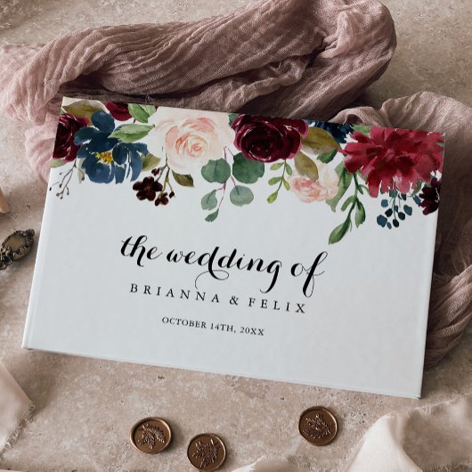 Herfst Rustic Burgundy Modern Calligraphy Wedding Gastenboek