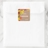 Herfst Rustic Burlap Happy Thanksgiving Monogram Vierkante Sticker (Tas)
