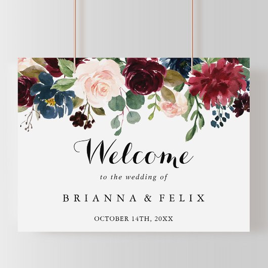 Herfst Rustic Calligraphy Wedding Welcome Sign Poster