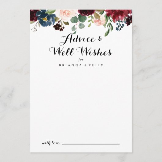 Herfst Rustic Calligraphy Wedding Well Wishes Advieskaart (Voorkant)