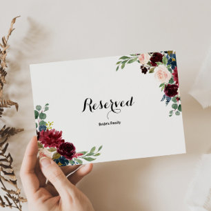 Herfst Rustic Dazzling Burgundy Reserved Sign