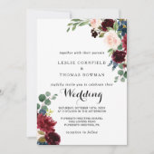 Herfst Rustic Dazzling Burgundy Wedding Kaart (Voorkant)