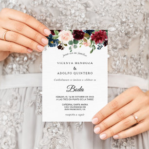 Herfst Rustic Dazzling Burgundy Wedding Kaart