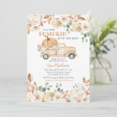 Herfst Rustic Peach Pumpkin Baby shower Kaart (Staand voorkant)