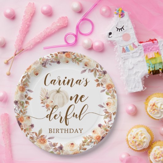 Herfst rustiek Boho pompoen Onederful Papier Bord (Feest)