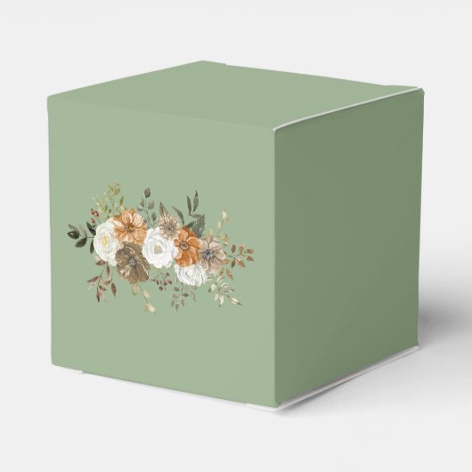 Herfst Rustiek Bruin Bloemen Groen Dank u Bedankdoosjes (Achterkant)