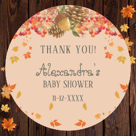 Herfst Rustiek Herfst Baby shower Dank u Ronde Sticker