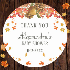 Herfst Rustiek Herfst Baby shower Dank u Ronde Sticker