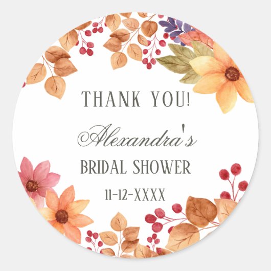 Herfst Rustiek Herfst Vrijgezellenfeest Dank u Ronde Sticker (Voorkant)